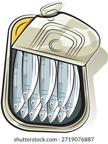 Abierto deliciosas sardinas 
Conservar. estilo de cómic...
Bien con el raki turco.