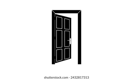 opened door, black isolated silhouette