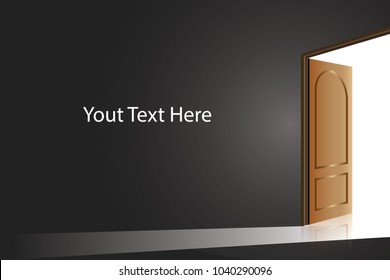 the opened door in the dark room for using as mental stage or opportunity concept