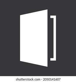 Icono de puerta abierta sobre fondo gris