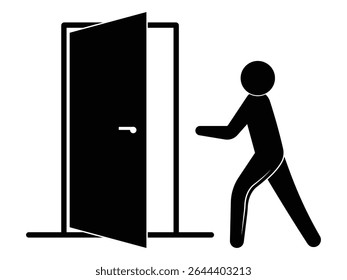 Opened door icon vector design. Silhouette of open and exit or close door vector symbol, logo, app, web design. Vector illustration.