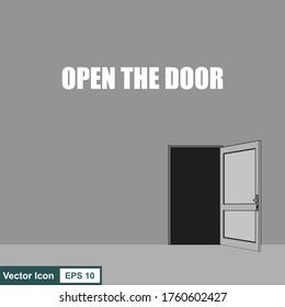 Opened door icon. Vector illustration in a flat design, isolated with background.