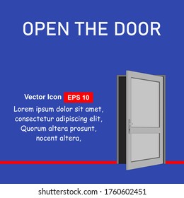 Opened door icon. Vector illustration in a flat design, isolated with background.