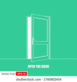 Opened door icon. Vector illustration in a flat design, isolated with background.