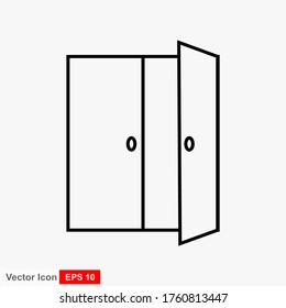 Opened door icon. Vector illustration in a flat design, isolated with background.