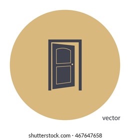 Opened door icon, web design element