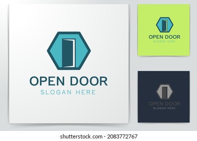 opened door logo Designs Inspiration Isolated on White Background