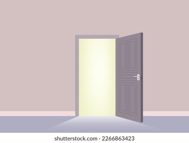Puerta abierta en una habitación con luz exterior