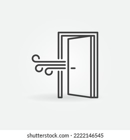 Opened Door vector Airing the Room concept line simple icon or sign