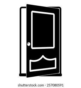 Opened door vector icon - black illustration