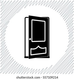 Opened door vector icon - black  illustration