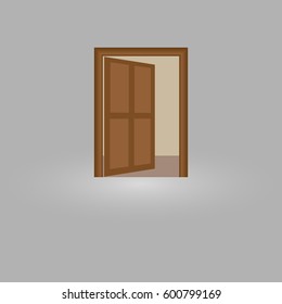Opened door. Vector illustration.