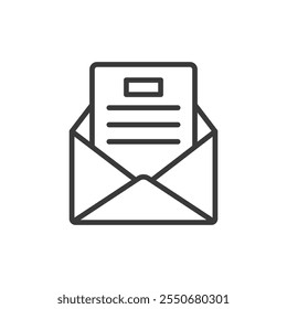 Opened email, icon in line design. Opened, email, message, read, inbox, communication, digital on white background vector. Opened email editable stroke icon