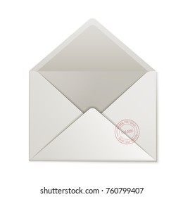 Opened empty cover, isolated. Vector illustration of mail envelope template. Mail, message, delivery, service concept