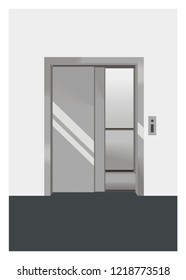 opened empty elevator simple illustration