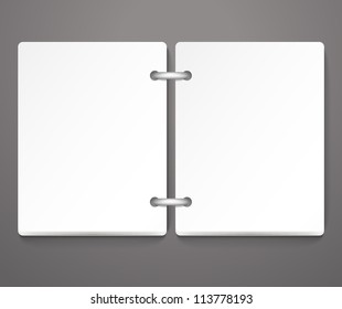 Opened empty paper diary. Template for a text