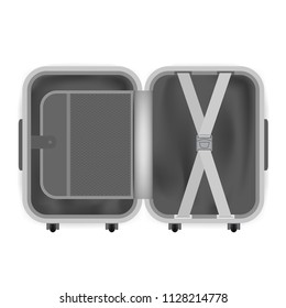 Opened Empty Travel Bag Ready For Trip. EPS10 Vector