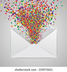Opened envelope with abstract illustration, vector