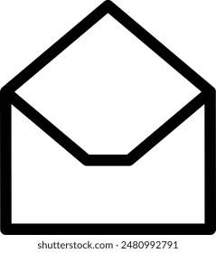 Symbol für die schwarze Linienzeichnung des geöffneten Umschlags