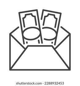 Opened Envelope with Cash vector Money concept outline icon or symbol
