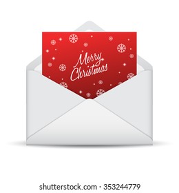 Opened Envelope With Christmas Card Template : Vector Illustration