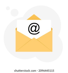 Opened envelope with document. Official confirmation message, e-mail delivery. Vector illustration