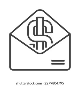 Opened Envelope with Dollar symbol vector Corruption concept linear icon or symbol