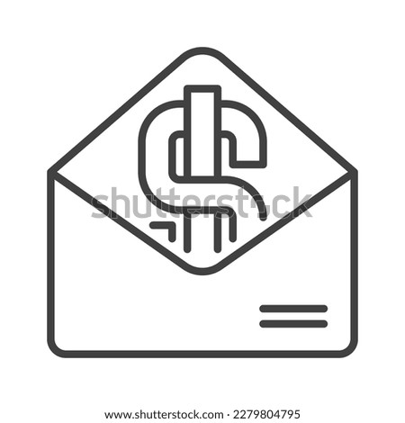 Opened Envelope with Dollar symbol vector Corruption concept linear icon or symbol