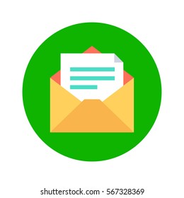 Opened envelope flat icon vector