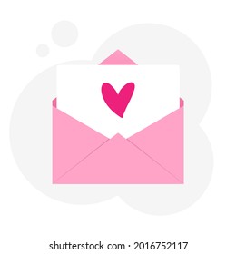 Opened the envelope with a heart. Saint Valentine letter. Vector illustration