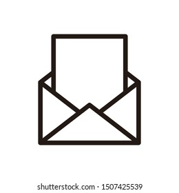 Opened envelope with letter inside. Receive mail icon. Vector illustration.