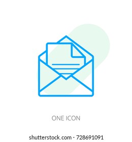 Opened envelope with letter inside. Receive mail icon.