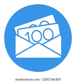 Opened envelope with money isolated glyph icon. Vector illustration, romance elements. Sticker, patch, badge, card for marriage, valentine