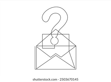 opened envelope with question sign.continuous one line drawing vector illustration	
