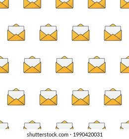 Opened Envelope Seamless Pattern On A White Background. The Postal Envelope Theme Vector Illustration