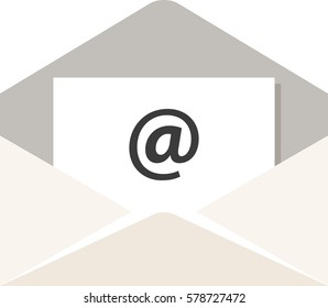 Opened Envelope With At Sign Icon On Background