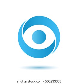 Opened eye logo, media agency concept, 2d vector logo illustration, isolated on white background, eps 10