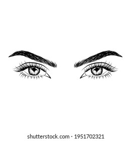 Opened eye look illustration isolated on white background. Social media element for salon, business cards, logo