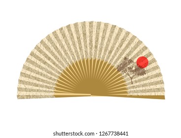 opened fan on white