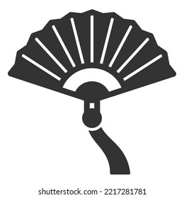 Opened fan with ribbon - icon, illustration on white background, glyph style