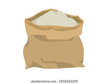 Opened flour bag. Simple flat illustration.