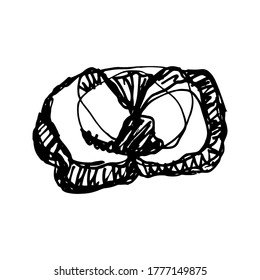 Opened flower bud. Quick sketch. Vector. Black and white.