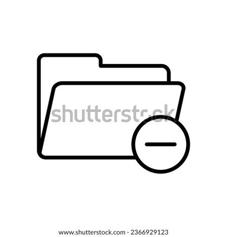 Opened folder with round minus symbol icon vector. Subtraction, delete, negative icon. Folder line icon vector illustration for graphic design, UI, or digital web.