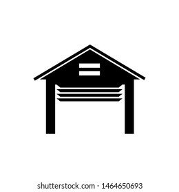 Opened garage vector icon on white background