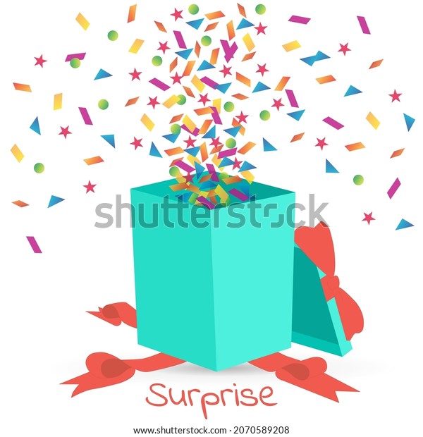 Opened Gift Box Confetti Fountain Present Stock Vector (Royalty Free