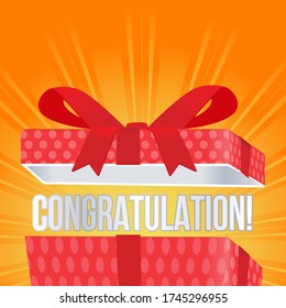 opened gift box with congratulation text vector illustration 