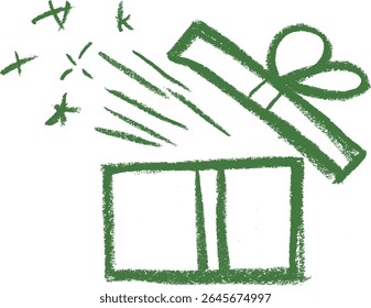 Vector abierto del dibujo de la tiza del crayón del icono de la caja de regalo