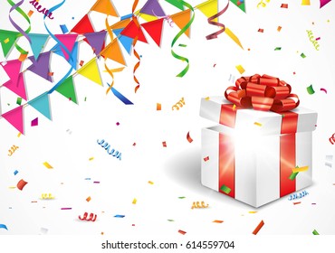 Opened gift box on celebration background
