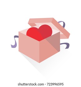 Opened Gift Box with Red Heart