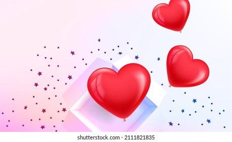 Caja de regalo abierta con corazones rojos. 3.ª ilustración 
